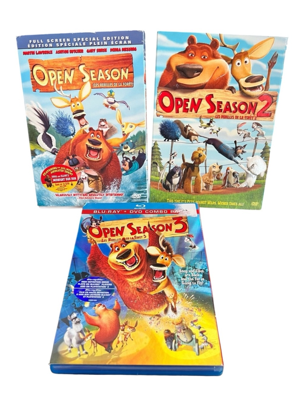Open Season 1 2 3 Movie Collection DVD Blu-ray Bundle Family Animated Trilogy